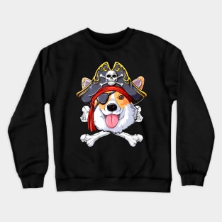 Corgi Pirate Skull Floral Skeleton Crewneck Sweatshirt